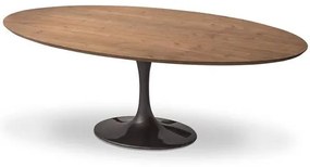 Mesa de Jantar Oval Imatra Tampo Madeira Imbuia Base Saarinen em Alumínio Preto 200x100cm - 68577 Sun House