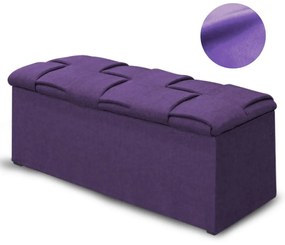 Calçadeira Baú Casal Queen 160cm Ravena Veludo Roxo - Simbal - Violeta escuro