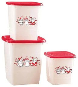 Kit Potes Quadrados Altos Gatinhos 3 Peças