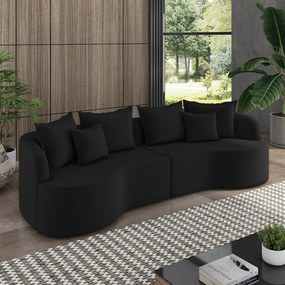 Sofá 3 Lugares Orgânico Living 210cm Mersa Veludo K01 - D'Rossi - Preto