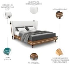 Cama Casal 140cm Com Cabeceira Many Z37 Bouclê Off/Caramelo - Mpozenat