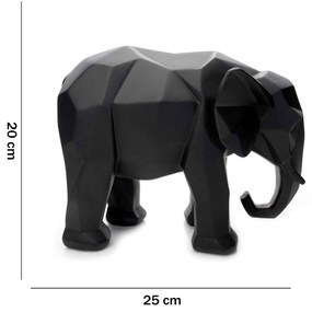 Escultura Elefante Em Poliresina Preto 20x25x13 Cm - D'Rossi