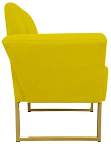 Poltrona Dora Suede Base Metálica Dourado D'Rossi - Amarelo