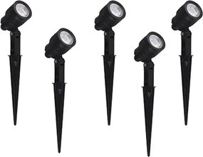 Kit 5 Espetos Abs Preto Fosco LED 6W IP65 360lm