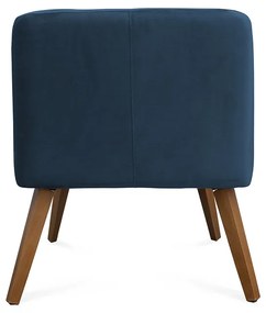 Poltrona Decorativa Lara Pés de Madeira Veludo Azul - Sheep Estofados - Azul escuro