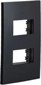 Placa 4X2 Com Suporte Para 2 Modulos Distanciados Preto Ebano