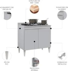 Balcão de Cozinha Para Cooktop 80cm Flórida Cinza Claro     - Lumil