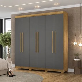 Guarda Roupa Elegance 6 Portas Nature/Alasca - Vila Rica Móveis