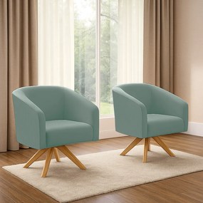 Poltrona Decorativa Giratória MA30 Kit 2 Stella Cotelê Ext/Veludo D03 - D'Rossi - Menta