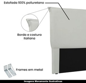 Cabeceira Decorativa Casal 1,40M Trento Veludo Prata G63 - Gran Belo