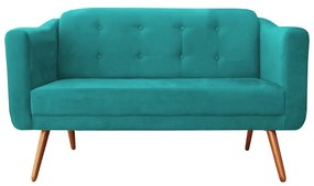 Namoradeira Bruna 1,40 m 2 Lugares Pés Palito Suede Azul Tiffany