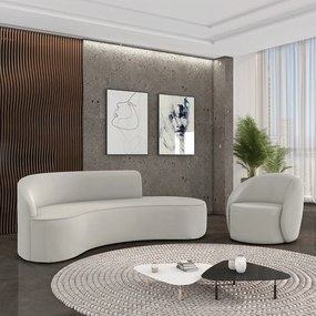 Sofá 4 Lugares Orgânico 220cm Morgan e Poltrona Lua Veludo Cinza