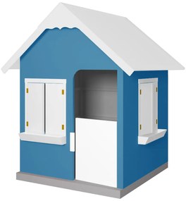 Casinha De Brinquedo Com Floreiros MDF Azul Claro/Branco L12 - Gran Belo