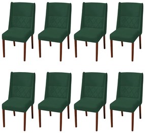 Kit 8 Cadeiras de Jantar Lecce Veludo Verde Bandeira