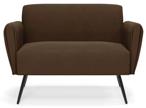 Sofá Namoradeira Pés Palito de Ferro Bruna Suede - D'Rossi - Marrom