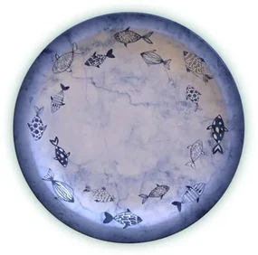 Prato Raso Tramontina Peixes em Porcelana Decorada 28 cm