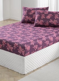 Jogo de Cama Folhas Bordô Solteiro 2 Peças
