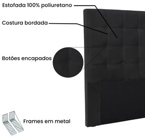 Cabeceira Cama Box Casal 140 cm Verona Veludo S04 - D'Rossi - Preto