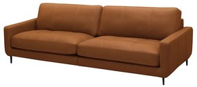 Sofá Decorativo Isaac 3 Lugares Sala de estar 240cm Pés em Aço Couro Conhaque G88 - Gran Belo