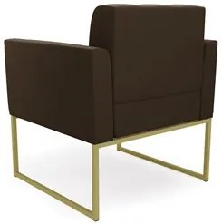 Poltrona Base Industrial Dourado Kit 2 Ana Suede Marrom - Ibiza