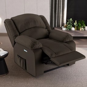 Poltrona do Papai Reclinável Sala de Cinema Madrid Elétrica Touch Massagem USB PU Marrom G23