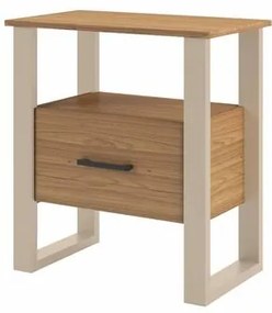 Mesa de Cabeceira Aracati 1 Gaveta na cor Freijo com Off White 60cm - 64602 Sun House