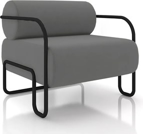 Poltrona Decorativa Sala de Estar Polatsk Base Industrial de Ferro Veludo Cinza G33 - Gran Belo