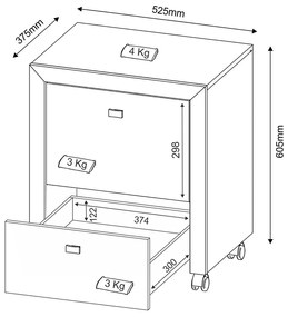 Gaveteiro para Escritório Home Office ME4112 MDP Amendoa G69 - Gran Belo
