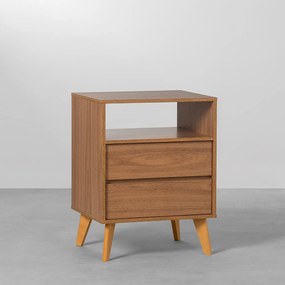 Mesa de Cabeceira Leni 2 Gavetas e 1 Nicho - Louro Freijó