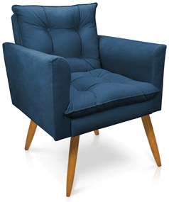 Poltrona Tais Suede Pés Palito Castanho - D'Rossi - Azul Marinho