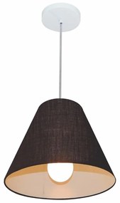 Lustre Pendente Cone Md-4028 Cúpula em Tecido 25/30x12cm Preto - Bivolt