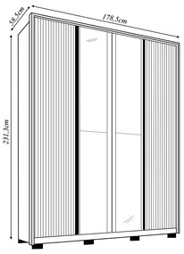 Guarda Roupa Solteiro Glory 4 Portas de Bater com 2 Espelhos e Gavetas MDF Freijo/Sued G11 - Gran Belo
