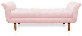 Recamier Olinda Suede Rosa Bebê 160 cm Pés Chanfrado Castanhos - D'Rossi