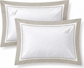 Jogo 2 Fronhas Literie 300 Fios Cetim Belmont 50x70cm - Branco e Platino Branco e Platino