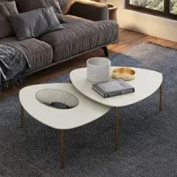 Mesa de Centro Para Sala Pés Metálicos Kit 2 Blen Luna/Dourado I06 - M