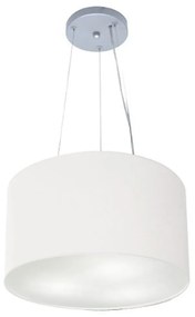Lustre Pendente Cilíndrico Md-4009 Cúpula em Tecido 40x21cm Branco - Bivolt