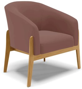 Poltrona com Puff Base de Madeira Stella Veludo D03 - D'Rossi - Rose