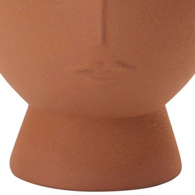 Cachepot Decorativo em Cerâmica Rosto Plantas Terracota 18 cm M02 - D'Rossi