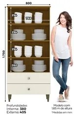 Cristaleira Para Sala De Jantar 02 Portas Liz Off White/Nature HP - He