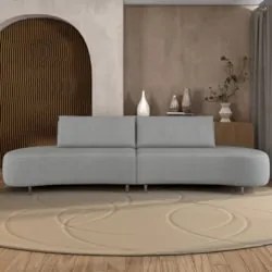 Sofá 3 Lugares 200cm Orgânico Pé Ferro Nagai Linho Cinza Z55 - Mpozena