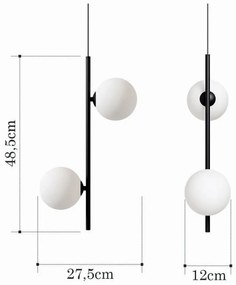 Pendente Vertical Slim Jabuticaba 10X23,5X48,5Cm Aluminio E 2X Globo Ø... (CHAMPANHE, FOSCO)