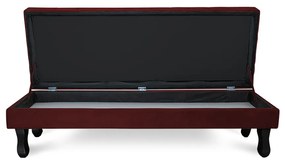 Puff Baú Decorativo Capitonê Luis XV 90x40cm Suede Bordô - Sheep Estofados - Vermelho escuro