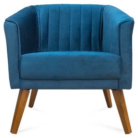 Poltrona Decorativa Dalia Pés de Madeira Suede Azul - Sheep Estofados - Azul