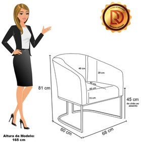 Poltrona Decorativa Industrial Dourado kit 2 Stella Bouclê D03 - D'Rossi - Rose