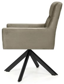 Poltrona Angel Veludo Bege B-68 Base Giratória Eiffel Preto - D'Rossi