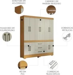 Guarda Roupa Casal 180cm 10 Portas Deno Cinamomo/Areia A15 - Mpozenato