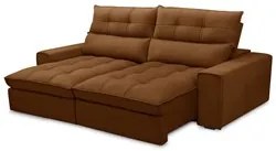 Sofá Retrátil Reclinável 3 Lugares 210cm Damy F05 Veludo Terracota - M