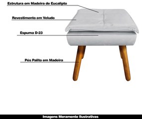 Kit 2 Puff's Decorativos Pés Palito Charger Veludo Cinza G19 - Gran Belo
