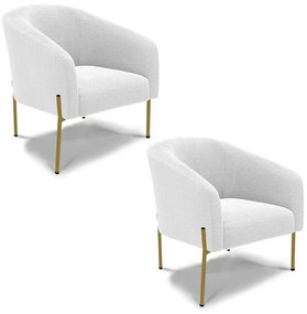 Cadeira Sala de Jantar Pé Ferro Dourado kit 2 Stella Bouclê D03 - D'Rossi - Off White