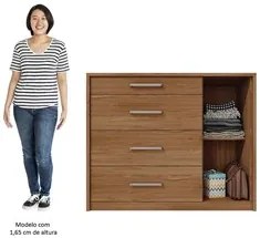 Cômoda 4 Gavetas e 1 Porta Ripada Pallas C01 Buriti/Fendi - Mpozenato